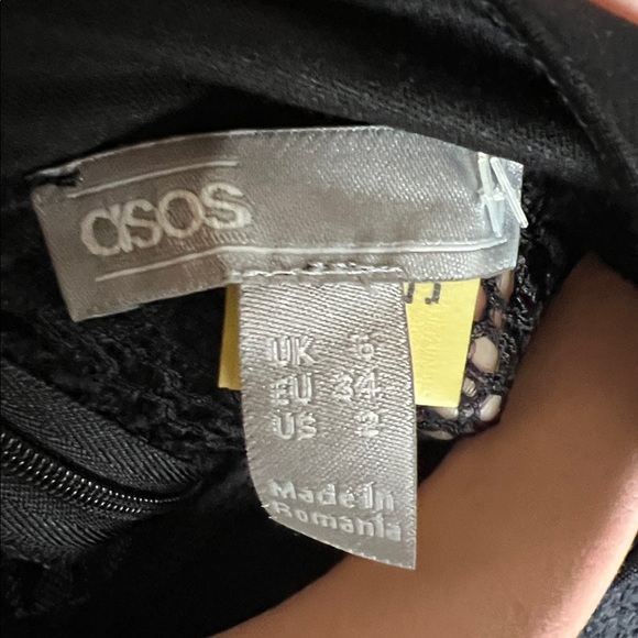 ASOS Black Lace High Neck Bodycon Midi Dress US 2 Long Sleeve Cocktail Dress - Picture 4 of 11